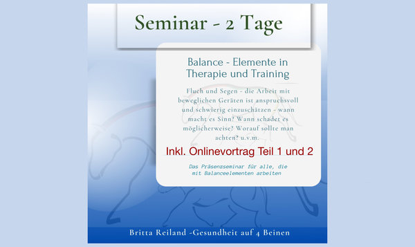 SEMINAR - AKTIV -  Balanceelemente in Therapie und Training - 17. und 18. September.2022